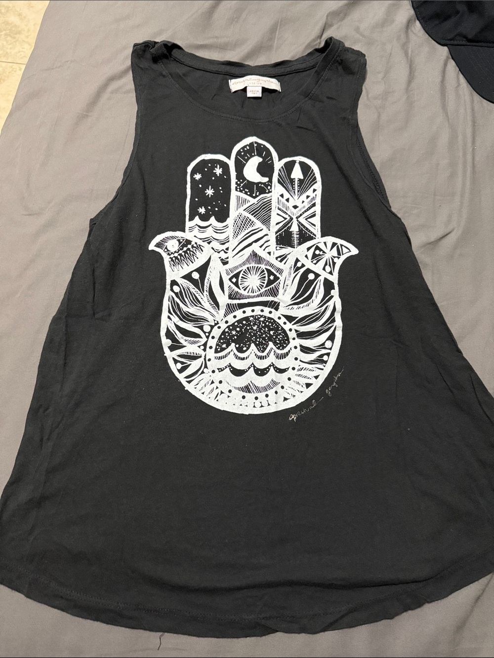 Spiritual Gangster Black Tank with White Hamsa Graphic
